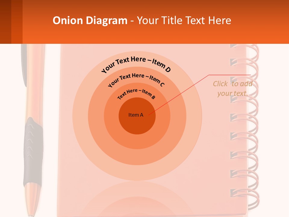 An Orange Notebook With A Pen On Top Of It PowerPoint Template