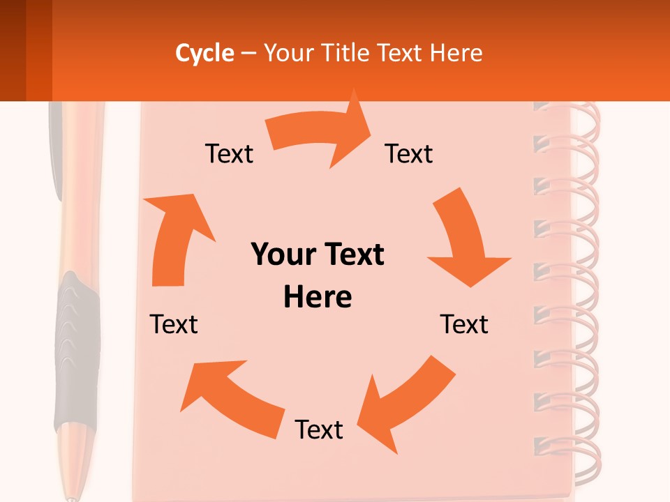 An Orange Notebook With A Pen On Top Of It PowerPoint Template