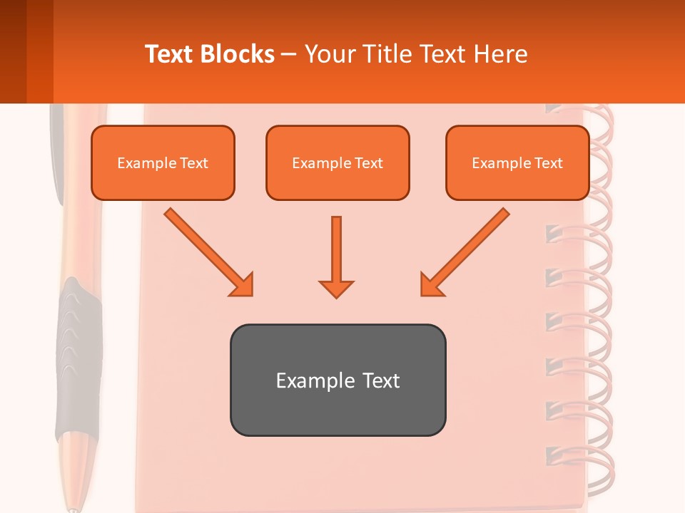 An Orange Notebook With A Pen On Top Of It PowerPoint Template