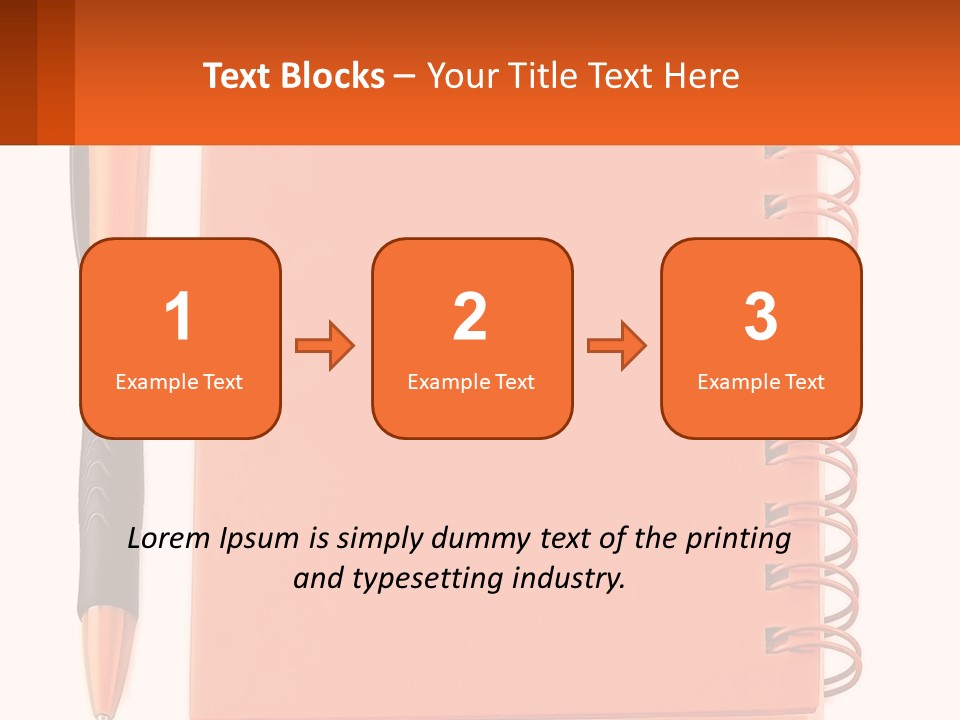 An Orange Notebook With A Pen On Top Of It PowerPoint Template