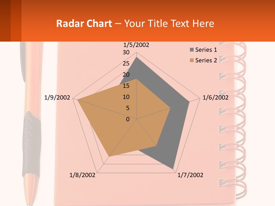 An Orange Notebook With A Pen On Top Of It PowerPoint Template
