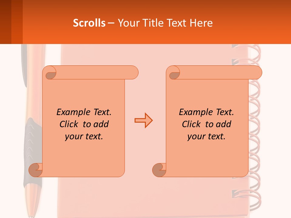 An Orange Notebook With A Pen On Top Of It PowerPoint Template
