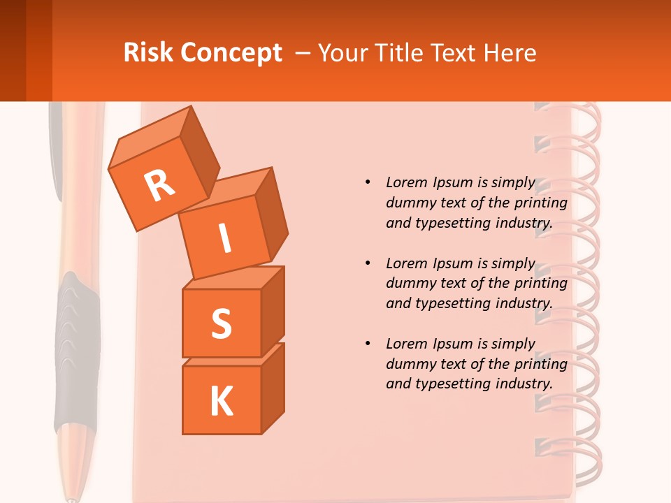 An Orange Notebook With A Pen On Top Of It PowerPoint Template