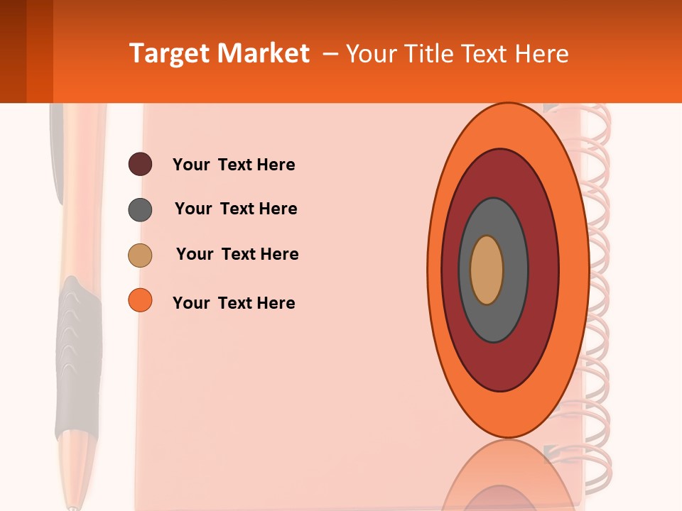 An Orange Notebook With A Pen On Top Of It PowerPoint Template