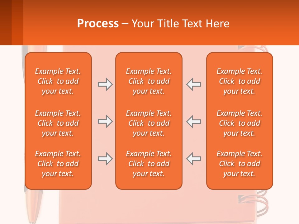 An Orange Notebook With A Pen On Top Of It PowerPoint Template