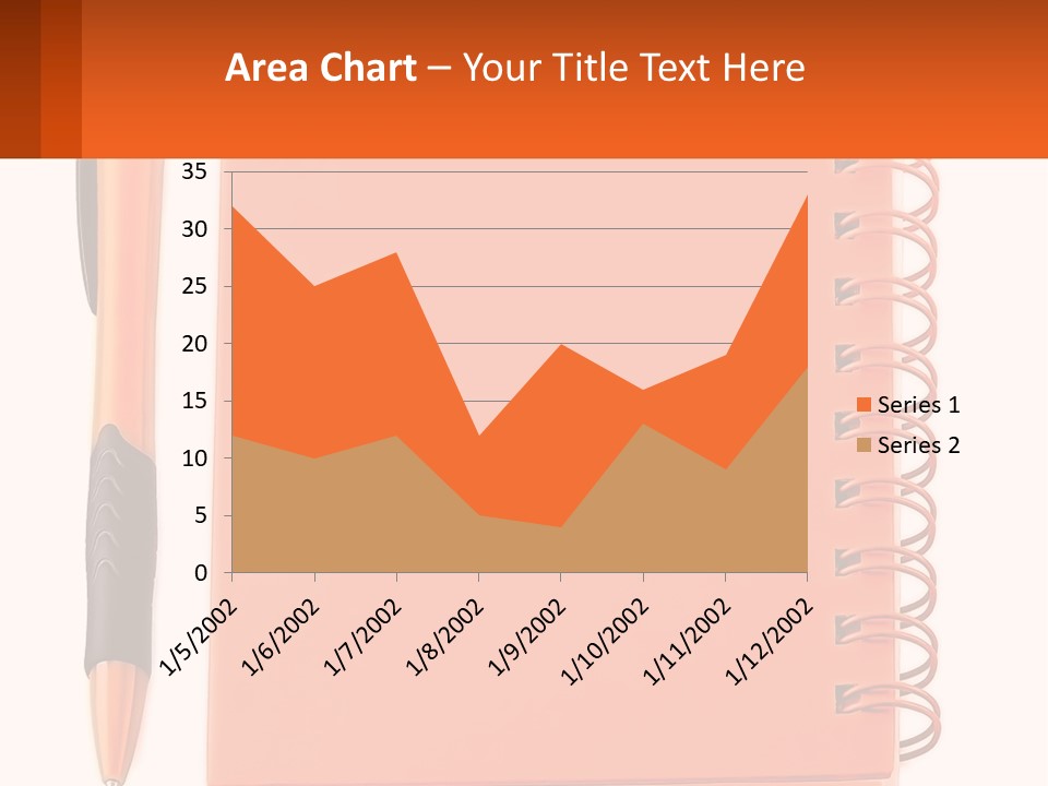 An Orange Notebook With A Pen On Top Of It PowerPoint Template