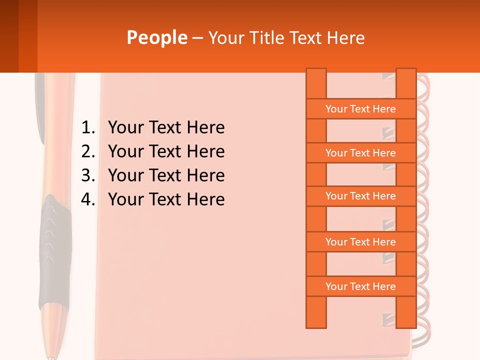 An Orange Notebook With A Pen On Top Of It PowerPoint Template