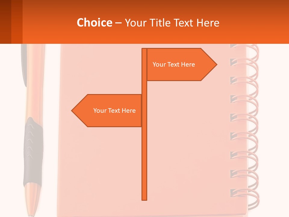 An Orange Notebook With A Pen On Top Of It PowerPoint Template
