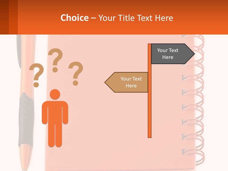 An Orange Notebook With A Pen On Top Of It PowerPoint Template
