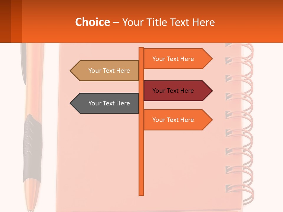 An Orange Notebook With A Pen On Top Of It PowerPoint Template