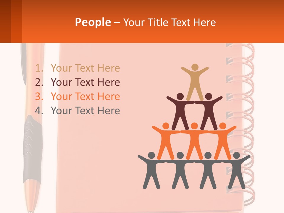 An Orange Notebook With A Pen On Top Of It PowerPoint Template