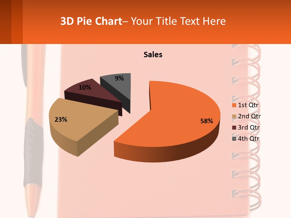 An Orange Notebook With A Pen On Top Of It PowerPoint Template