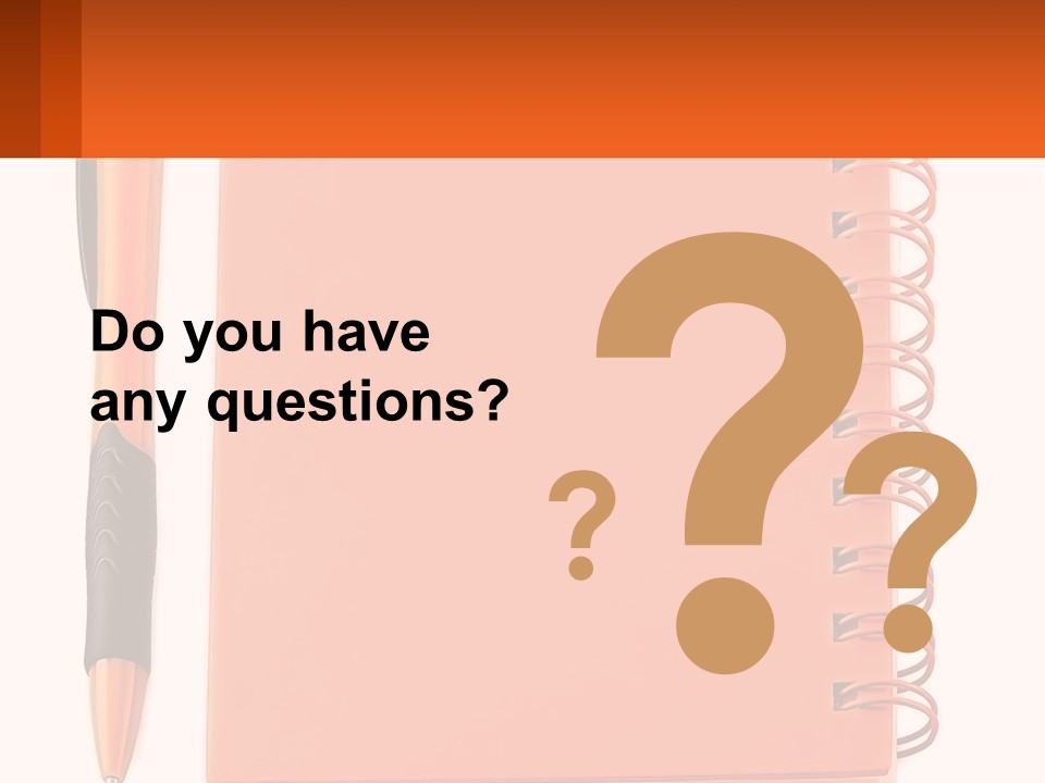 An Orange Notebook With A Pen On Top Of It PowerPoint Template