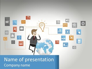 A Man Sitting On A Chair With A Light Bulb Above His Head PowerPoint Template