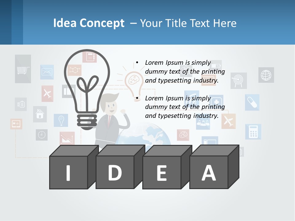 A Man Sitting On A Chair With A Light Bulb Above His Head PowerPoint Template