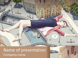 A Woman Laying On Top Of A Building PowerPoint Template