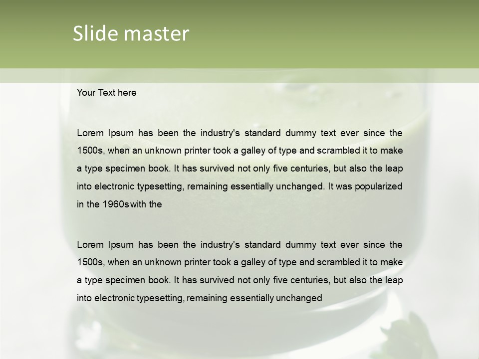 A Green Smoothie In A Glass With Parsley On The Side PowerPoint Template