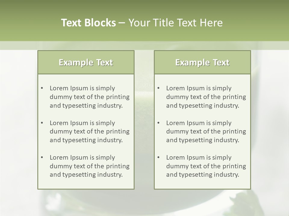 A Green Smoothie In A Glass With Parsley On The Side PowerPoint Template