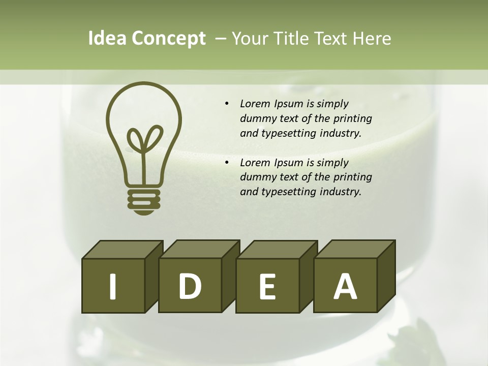 A Green Smoothie In A Glass With Parsley On The Side PowerPoint Template