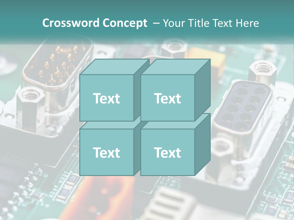 A Close Up Of A Computer Motherboard With Wires PowerPoint Template