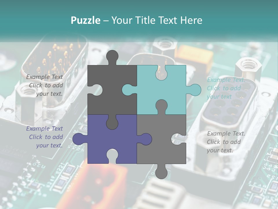 A Close Up Of A Computer Motherboard With Wires PowerPoint Template