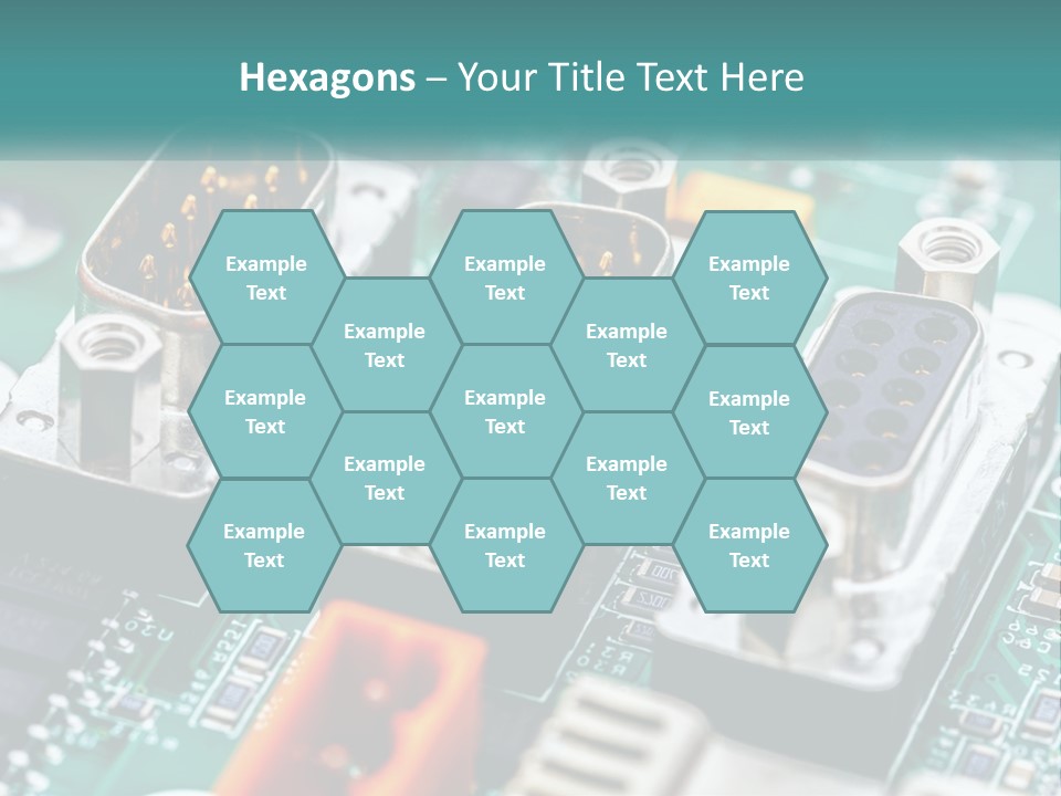 A Close Up Of A Computer Motherboard With Wires PowerPoint Template