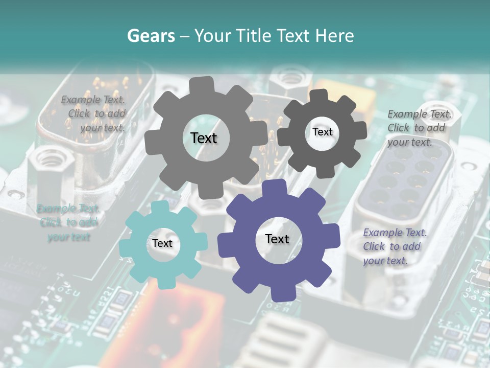 A Close Up Of A Computer Motherboard With Wires PowerPoint Template