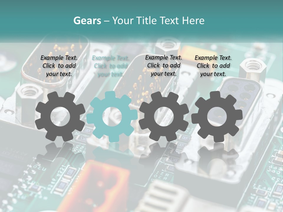 A Close Up Of A Computer Motherboard With Wires PowerPoint Template