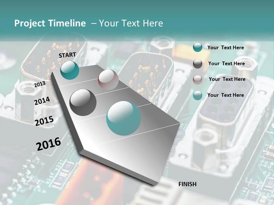 A Close Up Of A Computer Motherboard With Wires PowerPoint Template