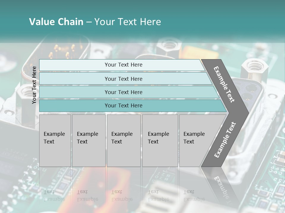 A Close Up Of A Computer Motherboard With Wires PowerPoint Template