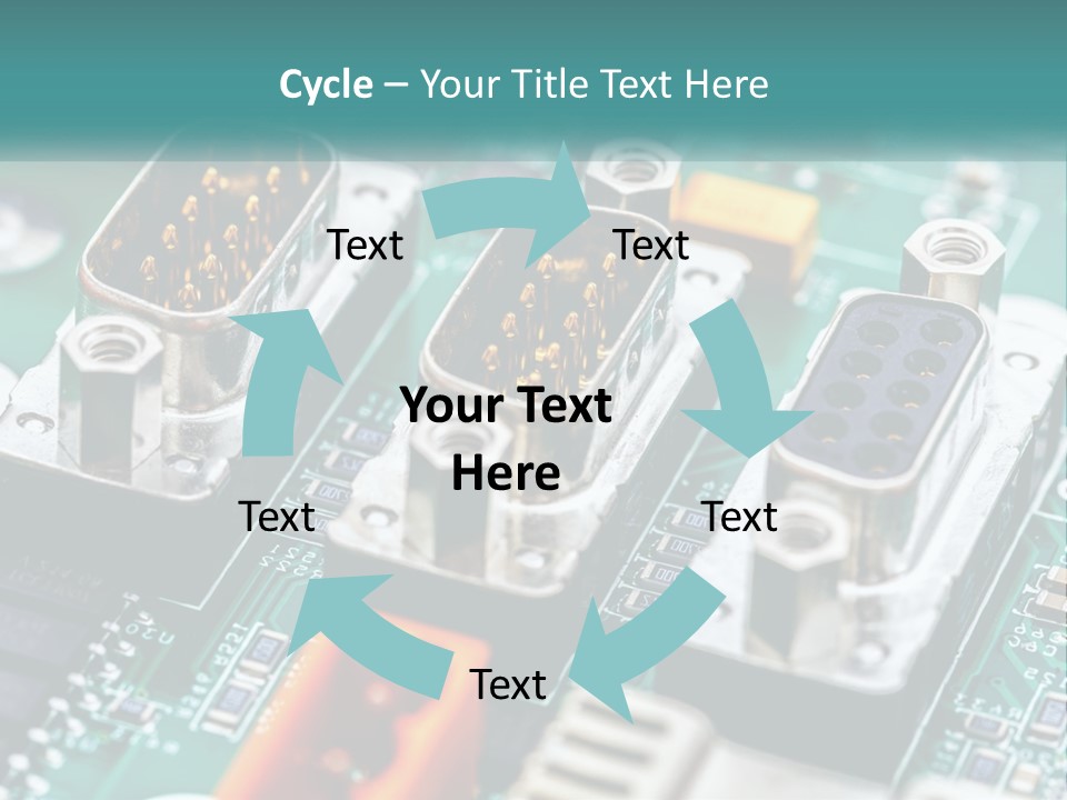 A Close Up Of A Computer Motherboard With Wires PowerPoint Template