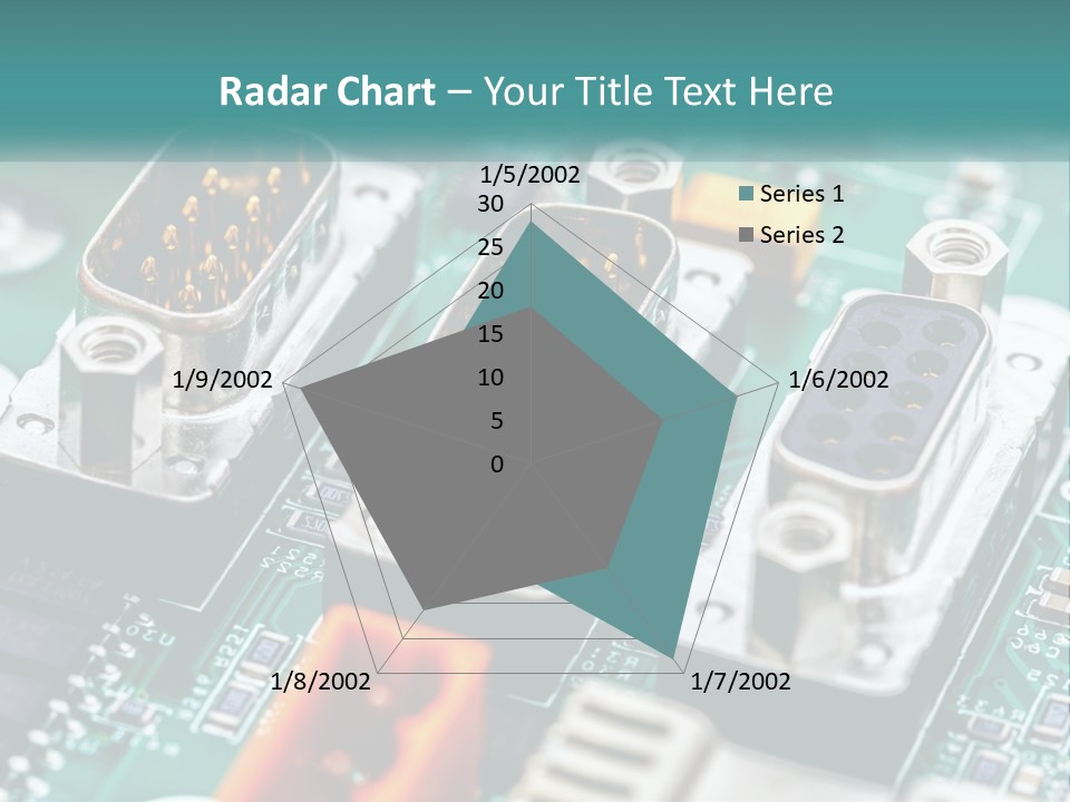 A Close Up Of A Computer Motherboard With Wires PowerPoint Template