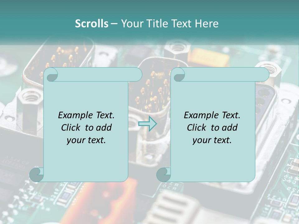 A Close Up Of A Computer Motherboard With Wires PowerPoint Template