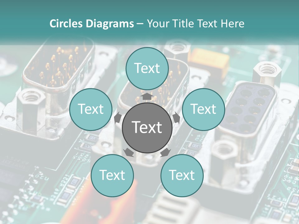 A Close Up Of A Computer Motherboard With Wires PowerPoint Template