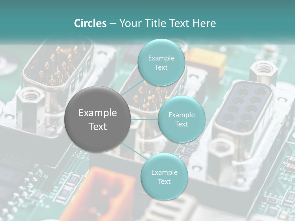 A Close Up Of A Computer Motherboard With Wires PowerPoint Template