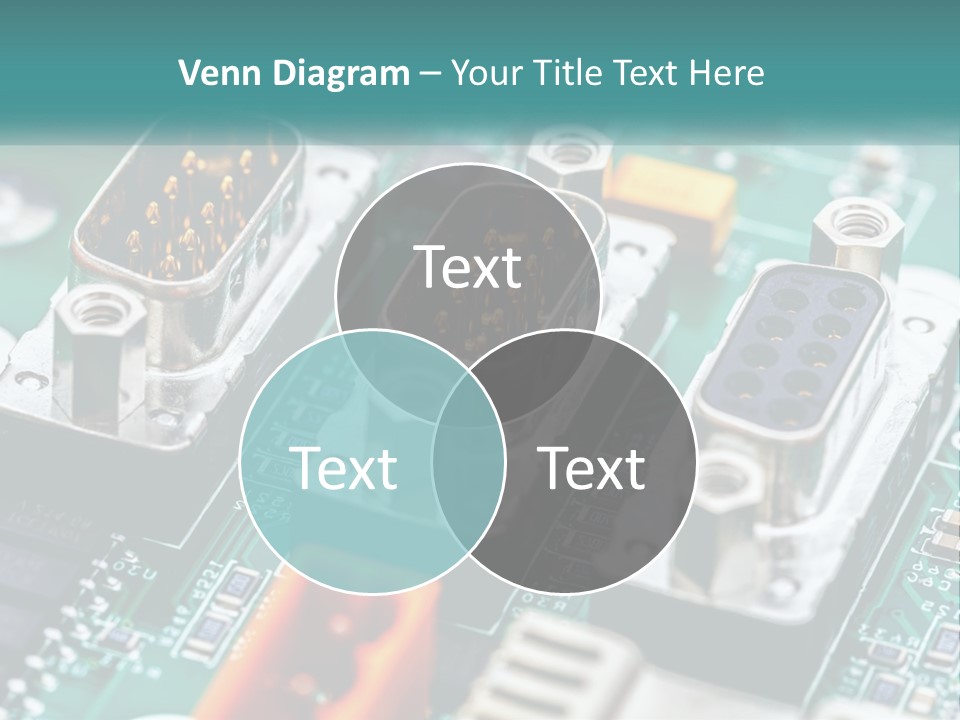A Close Up Of A Computer Motherboard With Wires PowerPoint Template