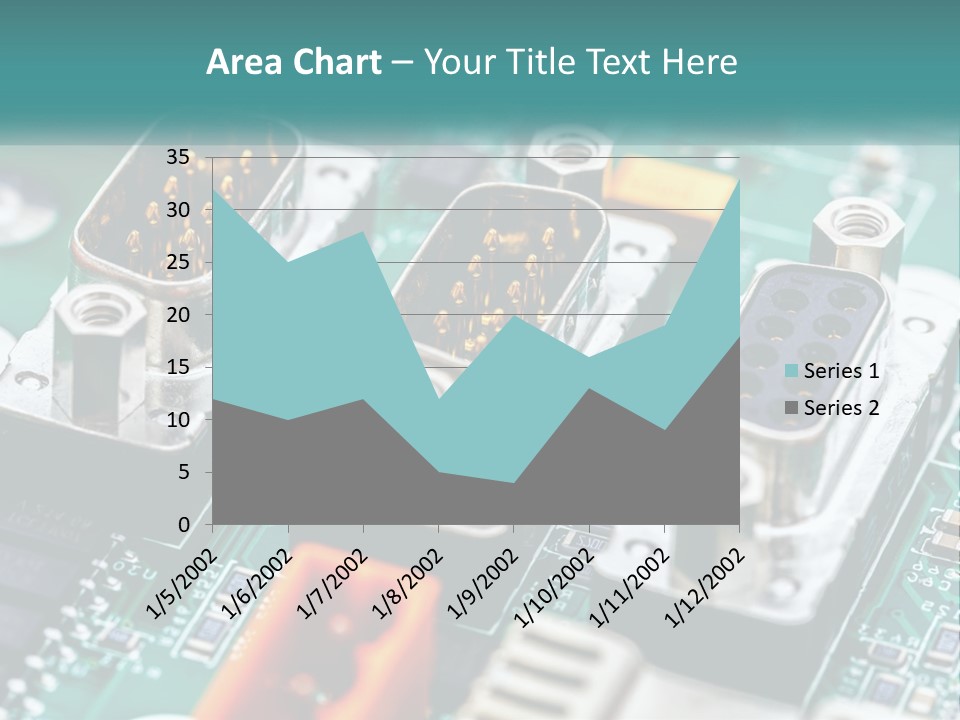 A Close Up Of A Computer Motherboard With Wires PowerPoint Template