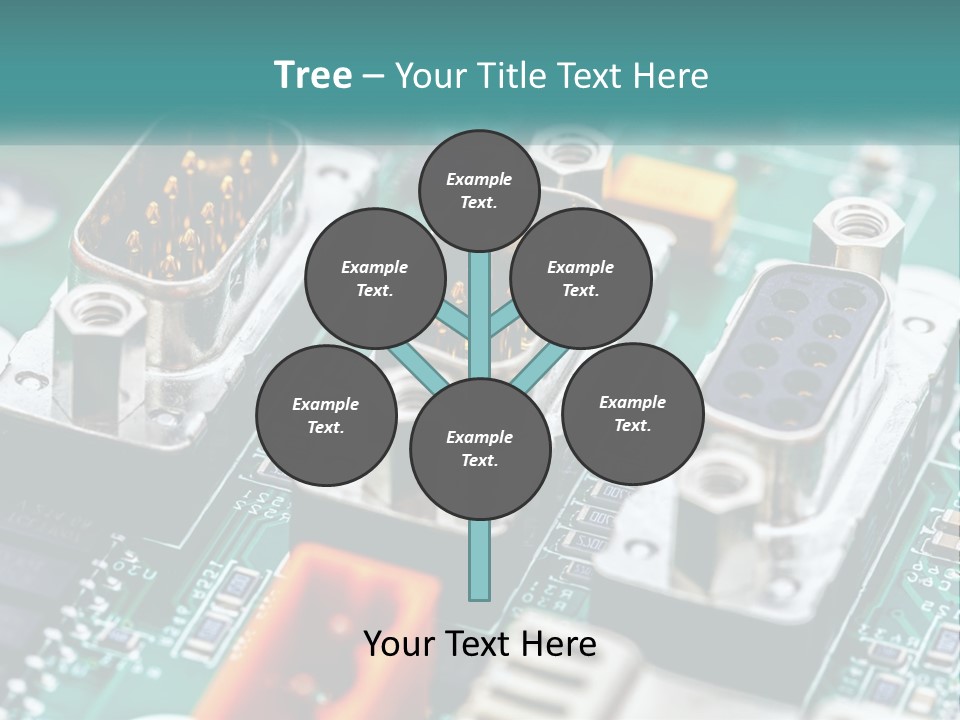 A Close Up Of A Computer Motherboard With Wires PowerPoint Template