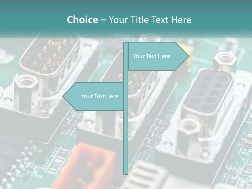 A Close Up Of A Computer Motherboard With Wires PowerPoint Template