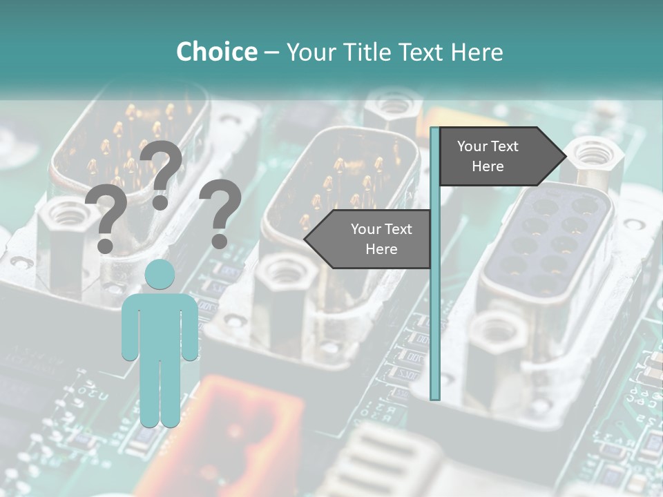 A Close Up Of A Computer Motherboard With Wires PowerPoint Template
