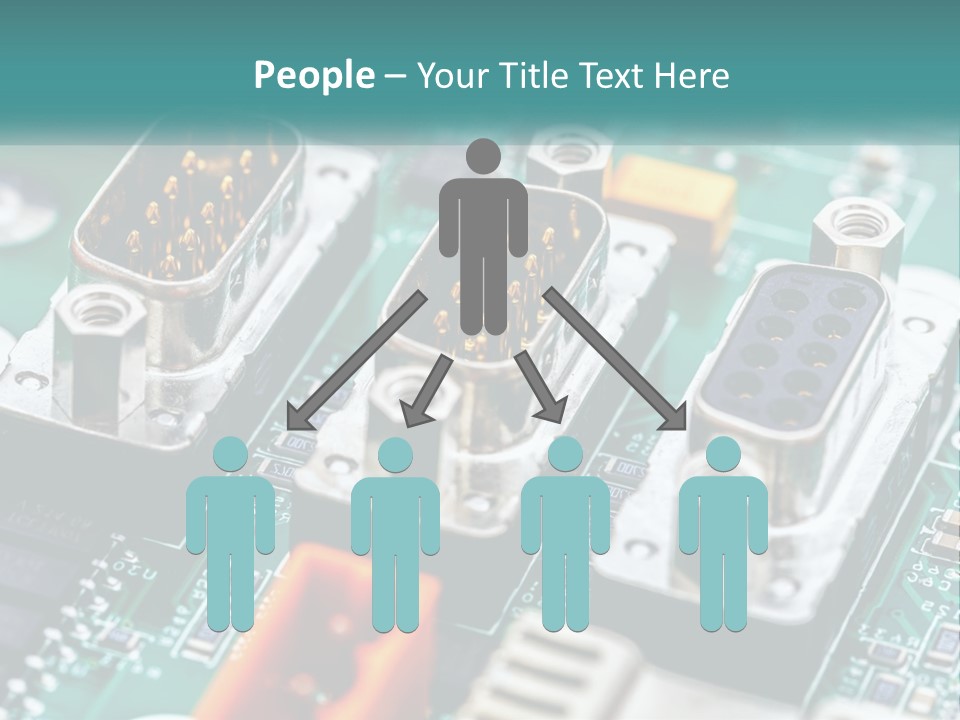 A Close Up Of A Computer Motherboard With Wires PowerPoint Template