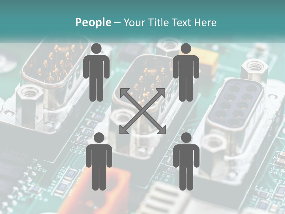 A Close Up Of A Computer Motherboard With Wires PowerPoint Template