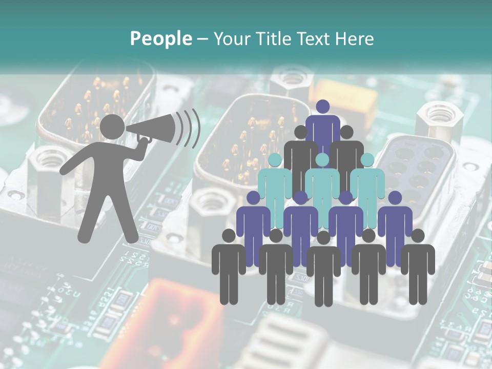 A Close Up Of A Computer Motherboard With Wires PowerPoint Template