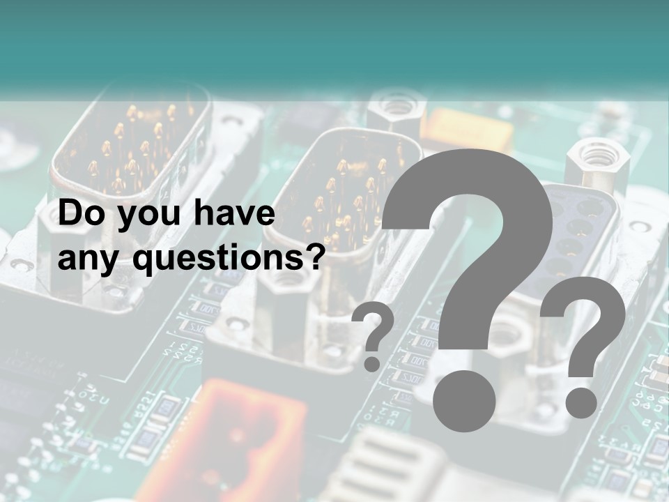 A Close Up Of A Computer Motherboard With Wires PowerPoint Template