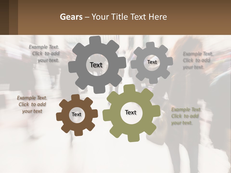 A Group Of People Walking Through A Building PowerPoint Template