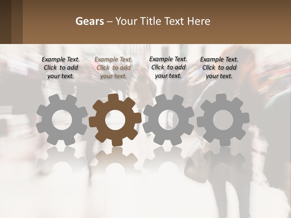 A Group Of People Walking Through A Building PowerPoint Template