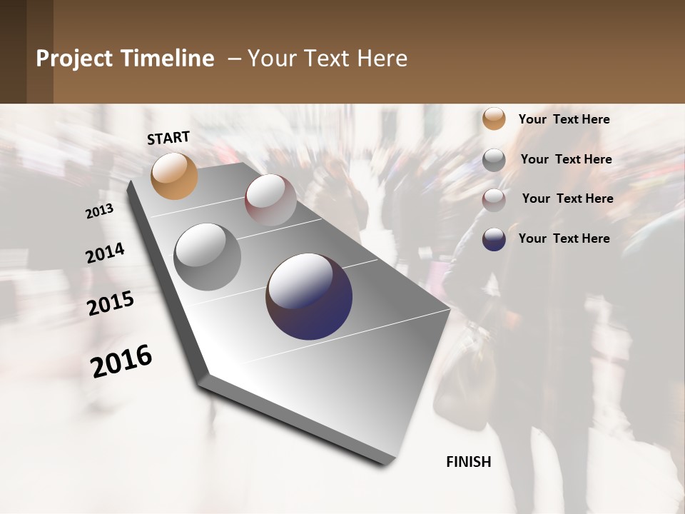 A Group Of People Walking Through A Building PowerPoint Template
