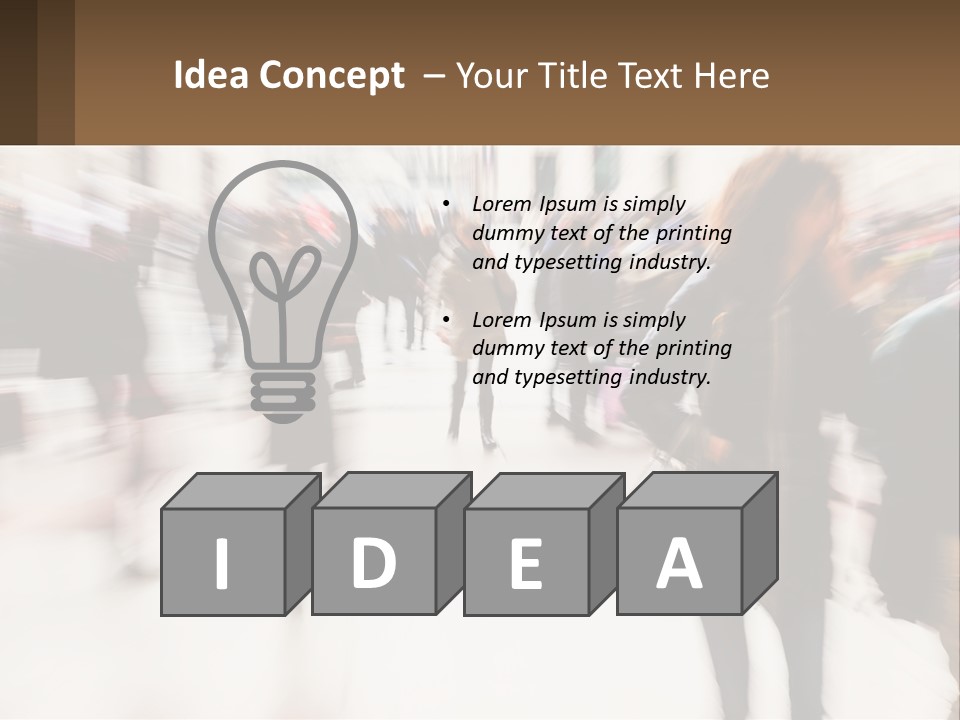 A Group Of People Walking Through A Building PowerPoint Template