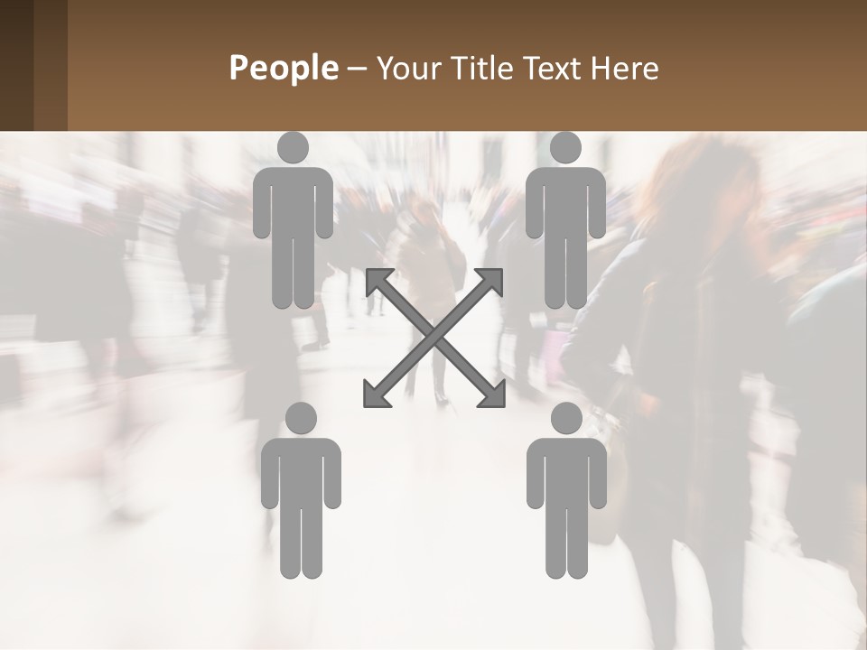 A Group Of People Walking Through A Building PowerPoint Template