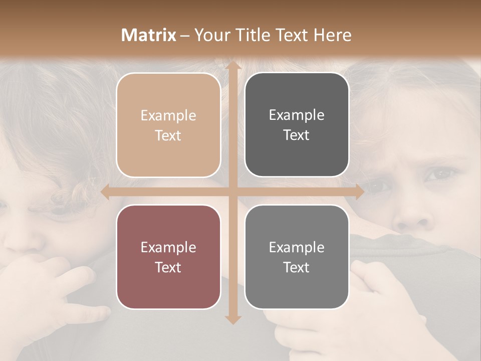 Two Little Girls Hugging Each Other In Front Of A Brown Background PowerPoint Template